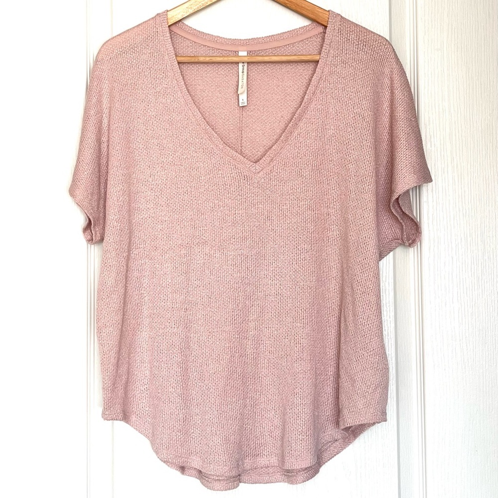 The Group by Babaton Aritzia Mauve Pink Relaxed V-Neck Knit Sweater Oversized, S